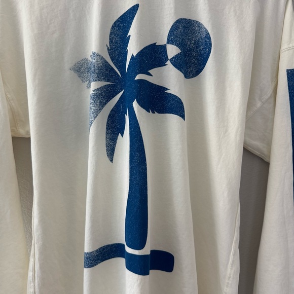 FREE PEOPLE X Midnight Rider Palm Tree Long Sleeve Cotton Tee S Blue Palm Tree - Picture 6 of 13